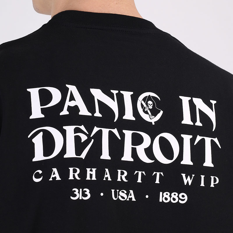 мужская черная футболка Carhartt WIP S/S Panic T-Shirt I029035-blck/wht - цена, описание, фото 5